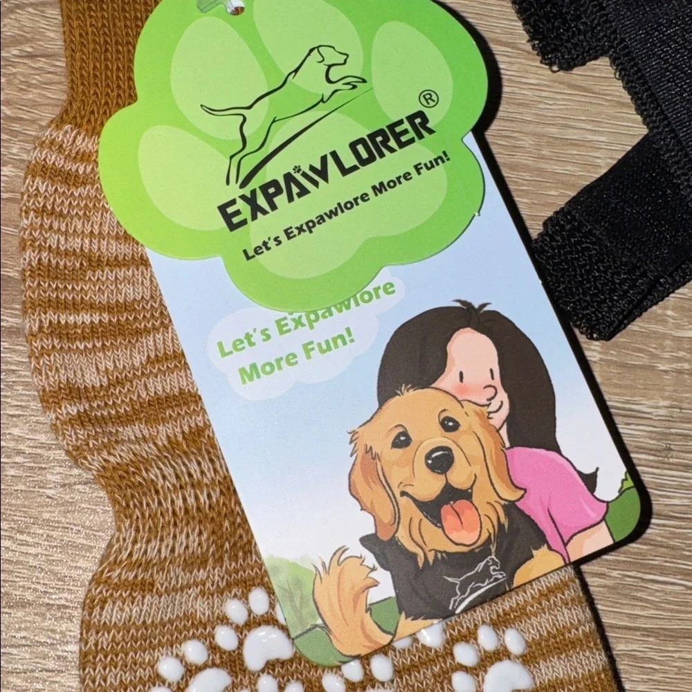 Brown Dog Paw Grip Socks no chew safety no slip indoor or outdoor xl doggie NEW
